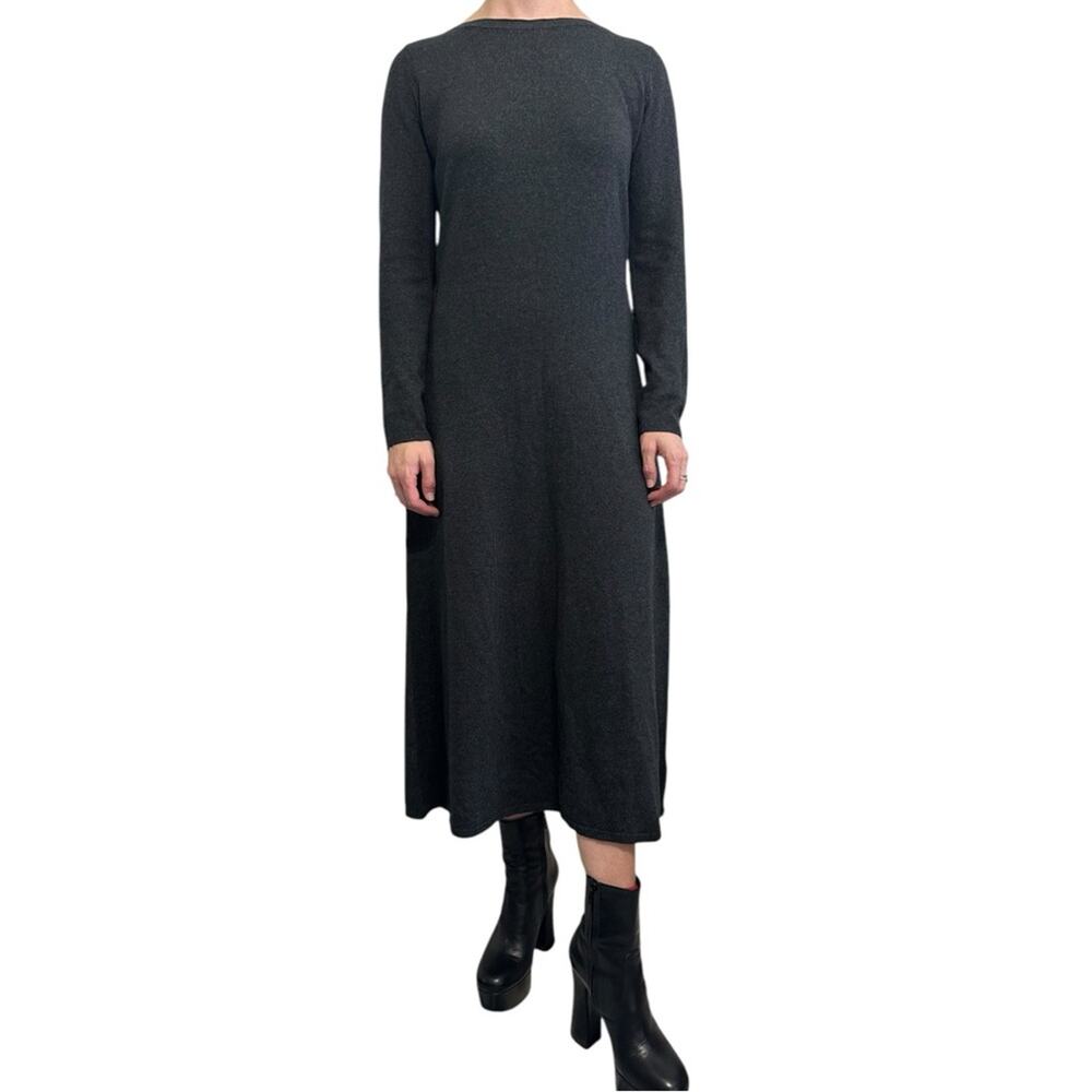 Vintage H by Halston Silk Cashmere Midi Dress size XS Gray Long Sleeve